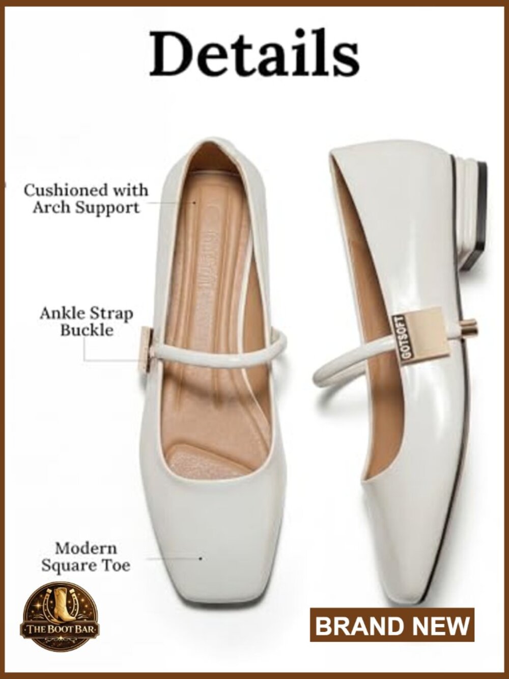 Mary Jane Flats Square Toe Ballet Slip On Comfortable Dress Shoes - Picture 5 of 7